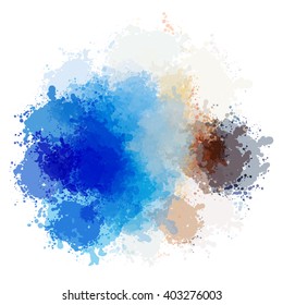 Colorful watercolor blots and splashes on a white background. A simple element of design for creation of more difficult ideas.