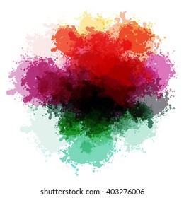 Colorful watercolor blots and splashes on a white background. A simple element of design for creation of more difficult ideas.