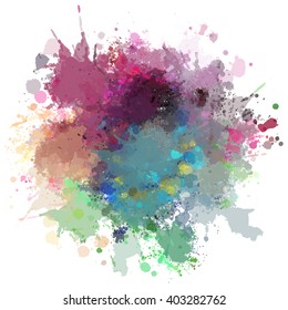 Colorful watercolor blots and splashes on a white background. A simple element of design for creation of more difficult ideas.