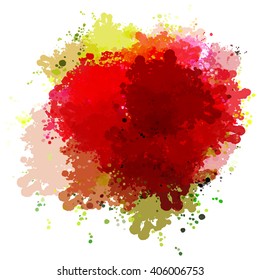 Colorful watercolor blots and splashes on a white background. A simple element of design for creation of more difficult ideas.