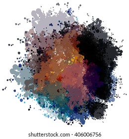 Colorful watercolor blots and splashes on a white background. A simple element of design for creation of more difficult ideas.
