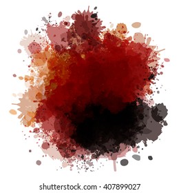 Colorful watercolor blots and splashes on a white background. A simple element of design for creation of more difficult ideas.