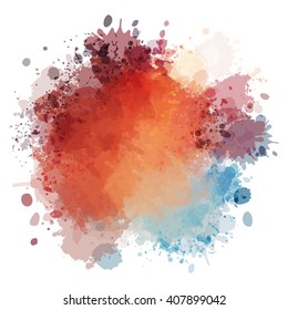 Colorful watercolor blots and splashes on a white background. A simple element of design for creation of more difficult ideas.