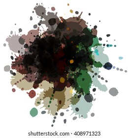 Colorful watercolor blots and splashes on a white background. A simple element of design for creation of more difficult ideas.
