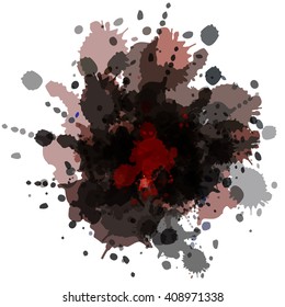 Colorful watercolor blots and splashes on a white background. A simple element of design for creation of more difficult ideas.