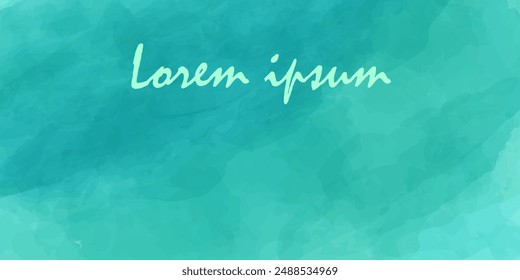Colorful watercolor blue-green nautical banner Vector bright Emerald background for holiday announcements, presentations, advertising