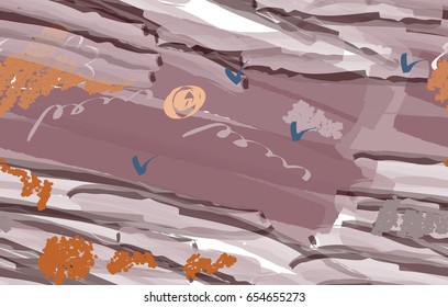 Colorful watercolor brush strokes with abstract birds. Abstract seamless pattern. Universal bright background for greeting cards, invitations. Had drawn ink and marker watercolor texture.