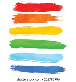 Colorful watercolor brush strokes isolated. Vector illustration