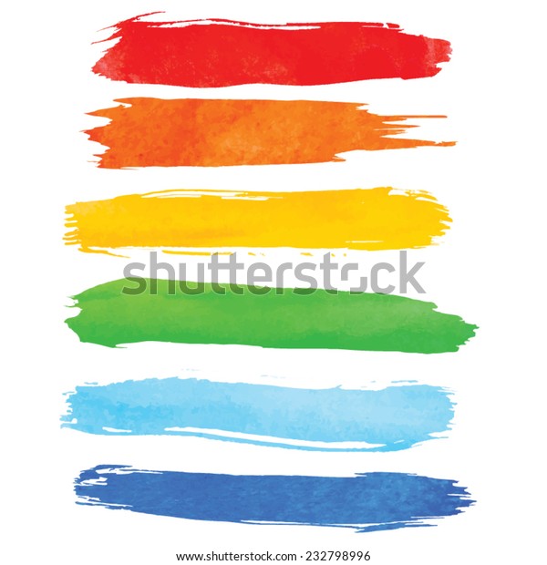 Colorful Watercolor Brush Strokes Isolated Vector Stock Vector (Royalty ...