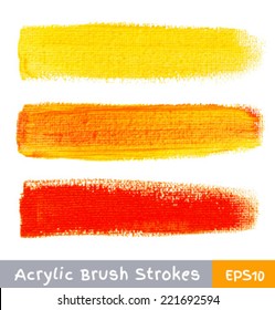 Colorful watercolor brush strokes on canvas, vector illustration