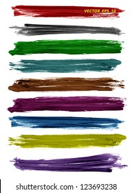 Colorful watercolor brush strokes, Vector illustration