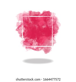 Colorful watercolor brush with the white square line in the center, isolated in white background. 