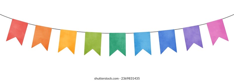 Colorful watercolor carnival garland with flag