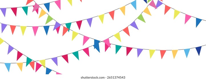 Colorful watercolor carnival garland with flag. Decorative colorful party pennants for birthday celebration, festival decor. vector moderrn.