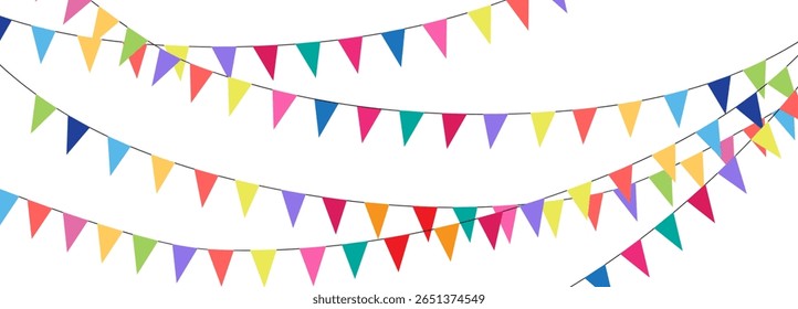 Colorful watercolor carnival garland with flag. Decorative colorful party pennants for birthday celebration, festival decor. vector moderrn.