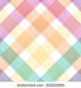 Colorful Watercolor Checkered Pattern.  Watercolor Brush Stripes Pattern.