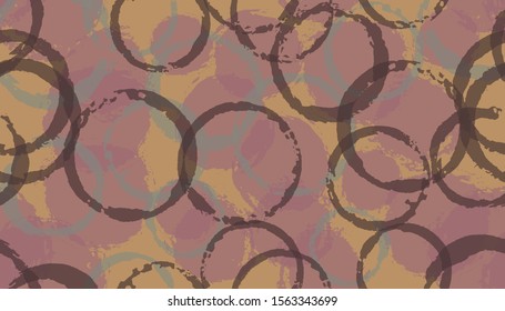 Colorful watercolor circles geometry fabric print. Circular blot overlapping elements vector seamless pattern. Paint texture circles geometry fabric ornament.