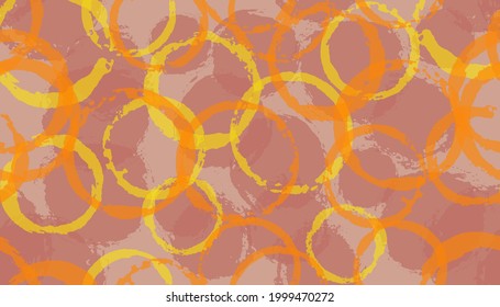 Impression de tissu géométrique dans les cercles colorés à l'aquarelle. Arrondir le bloc de forme chevauchant les éléments image vectorielle motif harmonieux. La texture manuscrite entoure la conception du tissu géométrique.