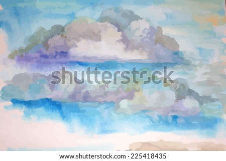 Colorful watercolor clouds. Vector