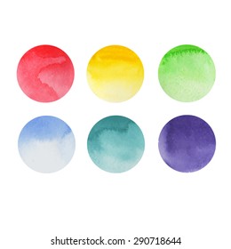 Colorful watercolor collection. Hand-painted isolated vector circles set.Design elements. Abstract backgrounds.