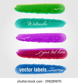  Colorful watercolor elements for design. Vector illustration