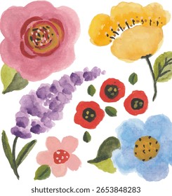 Colorful Watercolor Floral Arrangement Pattern
