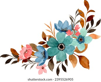 Colorful watercolor floral bouquet for background, wedding, fabric, textile, greeting, card, wallpaper, banner, sticker, decoration etc.