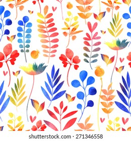 colorful watercolor floral pattern on a white background