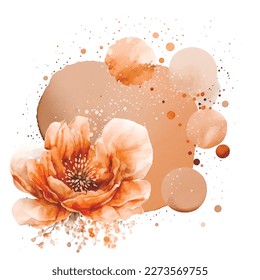 Farbige Aquarellfarben floraler Splash-Fleck-Muster mit handgezeichneter Blüte. Schöne trendige, strukturierte Flecken, Vektorgrafik. Einzeln luxuriöses Dekor mit Aquarellfarben auf weißem Hintergrund.