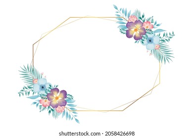 Colorful watercolor floral wreath frame background 