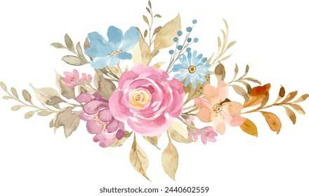 Colorful watercolor flower bouquet for background, wedding, fabric, textile, greeting, card, wallpaper, banner, sticker, decoration etc.