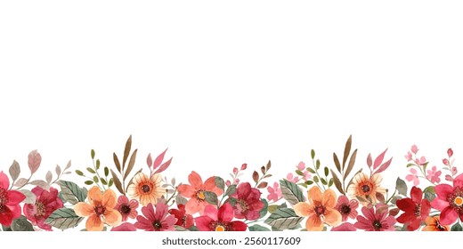 Colorful watercolor flower frame for wedding, birthday, card, background, invitation, wallpaper, sticker, decoration etc.