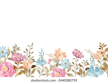 Colorful watercolor flower garden for wedding, birthday, card, background, invitation, wallpaper, sticker, decoration etc.