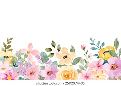 Colorful watercolor flower garden for wedding, birthday, card, background, invitation, wallpaper, sticker, decoration etc.