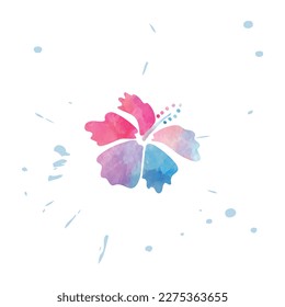 Colorful watercolor flower greeting card design. Vector illustration.