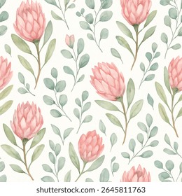 Colorful watercolor flowers on a white background,on a white background, watercolor flower seamless pattern. Watercolor print in rustic vintage style, textile or wallpapers