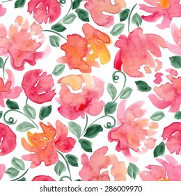 colorful watercolor flowers seamless pattern. vector illustration for your design