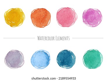 Colorful watercolor frame material. Basic colors.