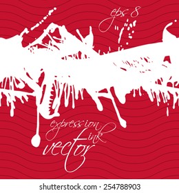 Colorful watercolor graffiti splash overlay elements, red expressive paint seamless backdrop, eps8 horizontal spotted wallpaper.