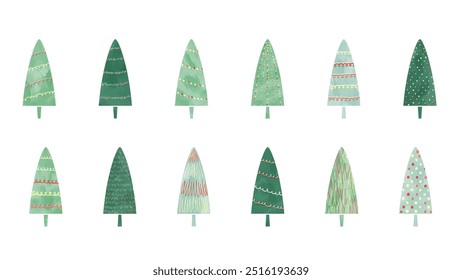 Colorful Watercolor Hand Drawn Illustration of Christmas Tree
