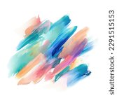 Colorful watercolor hand drawn paper texture torn splatter banner. Wet brush painted spots and strokes abstract vector illustration