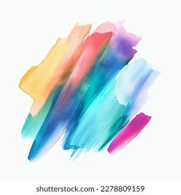 Colorful watercolor hand drawn paper texture torn splatter banner. Wet brush painted spots and strokes abstract vector illustration