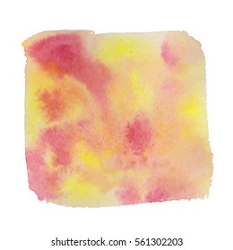 Colorful watercolor hand drawn paper texture torn splatter banner. Wet brush painted smudges ans strokes abstract vector illustration. Pink yellow artistic background. Vector illustration.