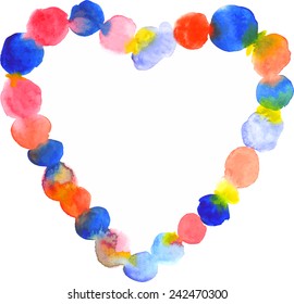 Colorful watercolor heart, vector illustration.