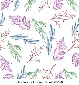 Colorful watercolor leaf seamless pattern on white background design