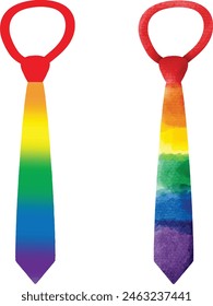 colorful watercolor  neck tie for Pride month