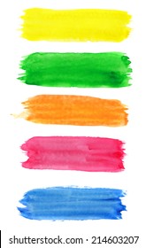 Colorful watercolor paint stain stripes