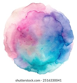 A colorful watercolor painting of a circle. The colors are bright and vibrant, giving the impression of a happy and joyful scene. The painting seems to be inspired by nature