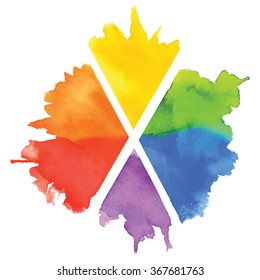 Colorful watercolor colorful rainbow splash, paint stain, firework, boom isolated on a white background. Art abstract
