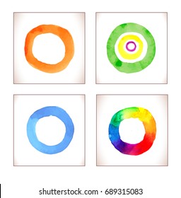 Colorful watercolor rainbow vector splashes isolated on white background. Vector art illustration.  Colorful abstract watercolor background set